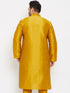 Vastramay Men's Plus Size Mustard Silk Blend Kurta